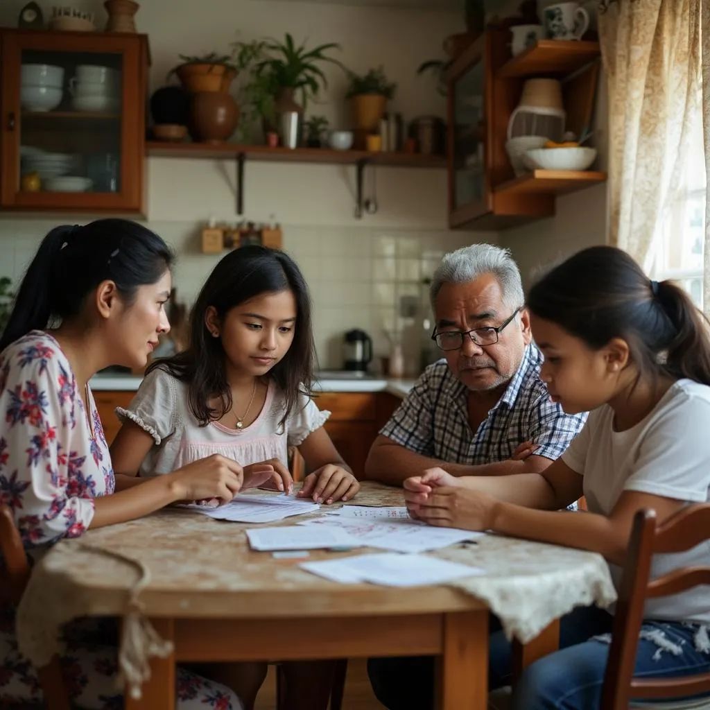 Families in financial planning session